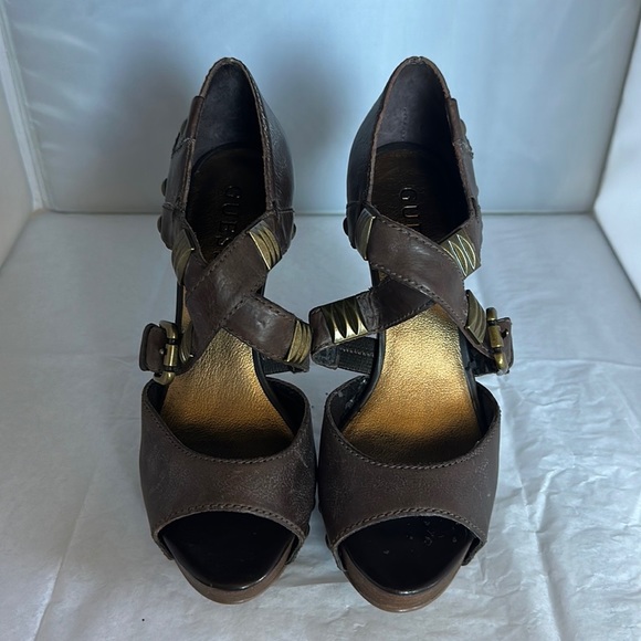 Guess Brown Platform Sandals - Picture 9 of 10